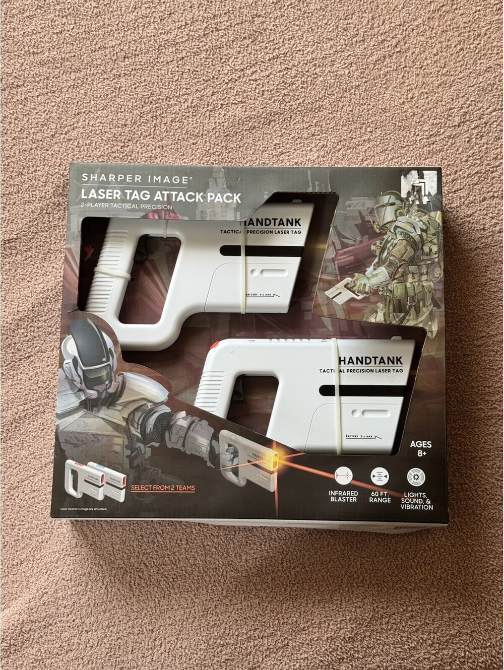 Sharper Image-Laser Tag Attack Pack 2-Player Tactical Precision Handtank-NEW